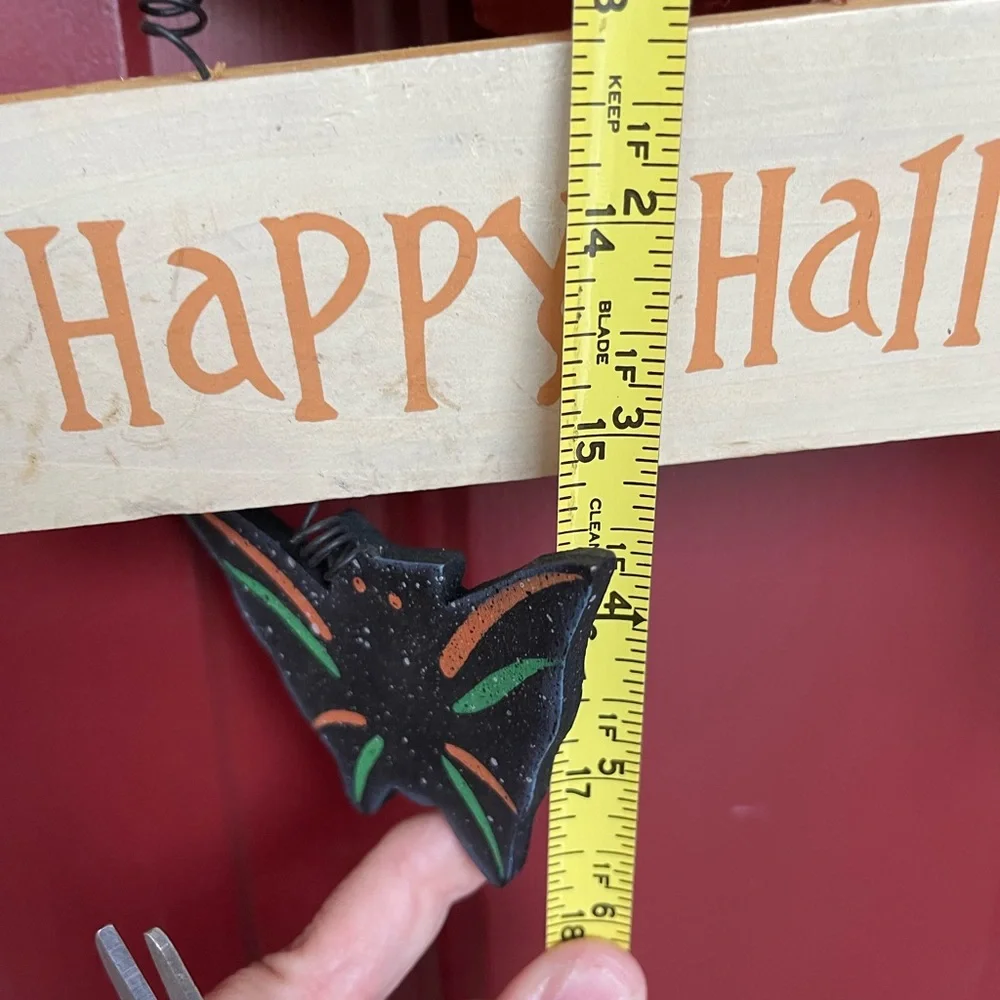 Vintage Spooky Wood Witch Bat Wreath Halloween Fall Foliage Grapevine  Kitschy